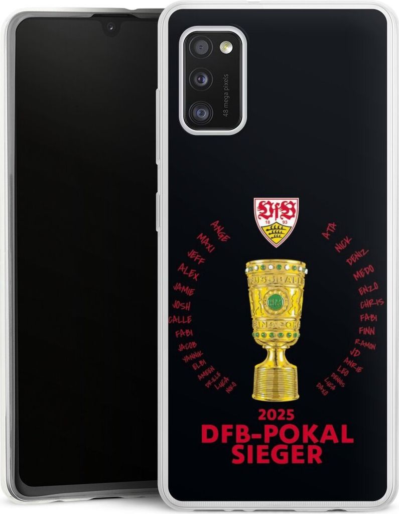 DeinDesign Slim Hülle für Samsung Galaxy A41 Silikon Case Ultra Dünn Handyhülle Offizielles Lizenzprodukt Pokal VfB Stuttgart