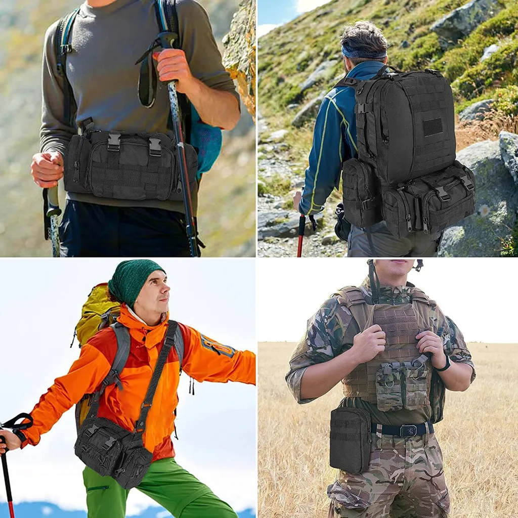 Sac tactique étanche 55L grand volume avec compartiments pour le trekking