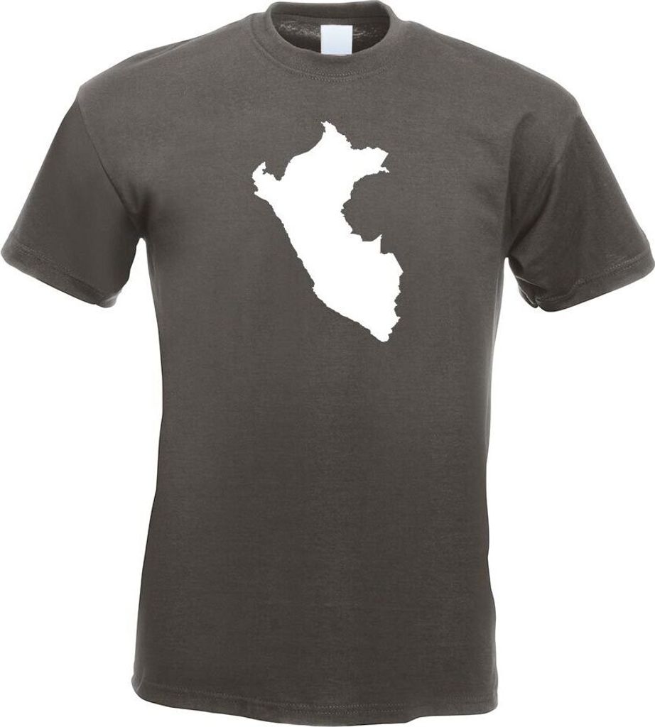 Kiwistar - T-Shirt - Graphit - Peru Umriss Kontur Herren Funshirt Bedruckt Design Sprüche Spruch Motive - mit Motiv Bedruckt - Funshirt Design - S...