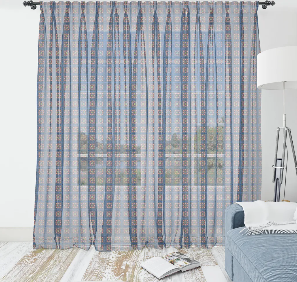 Tapis Mural en Satin Soyeux Bleu Multicolore XXL Style Oriental