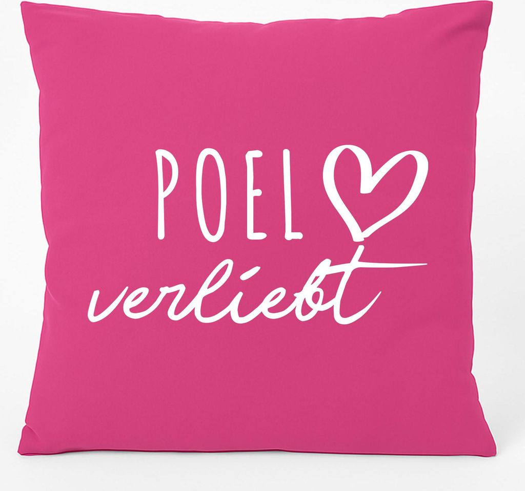 Huuraa Kissen Poel verliebt 40x40cm mit Füllung Fuchsia Baumwolle Dekokissen Geschenkidee