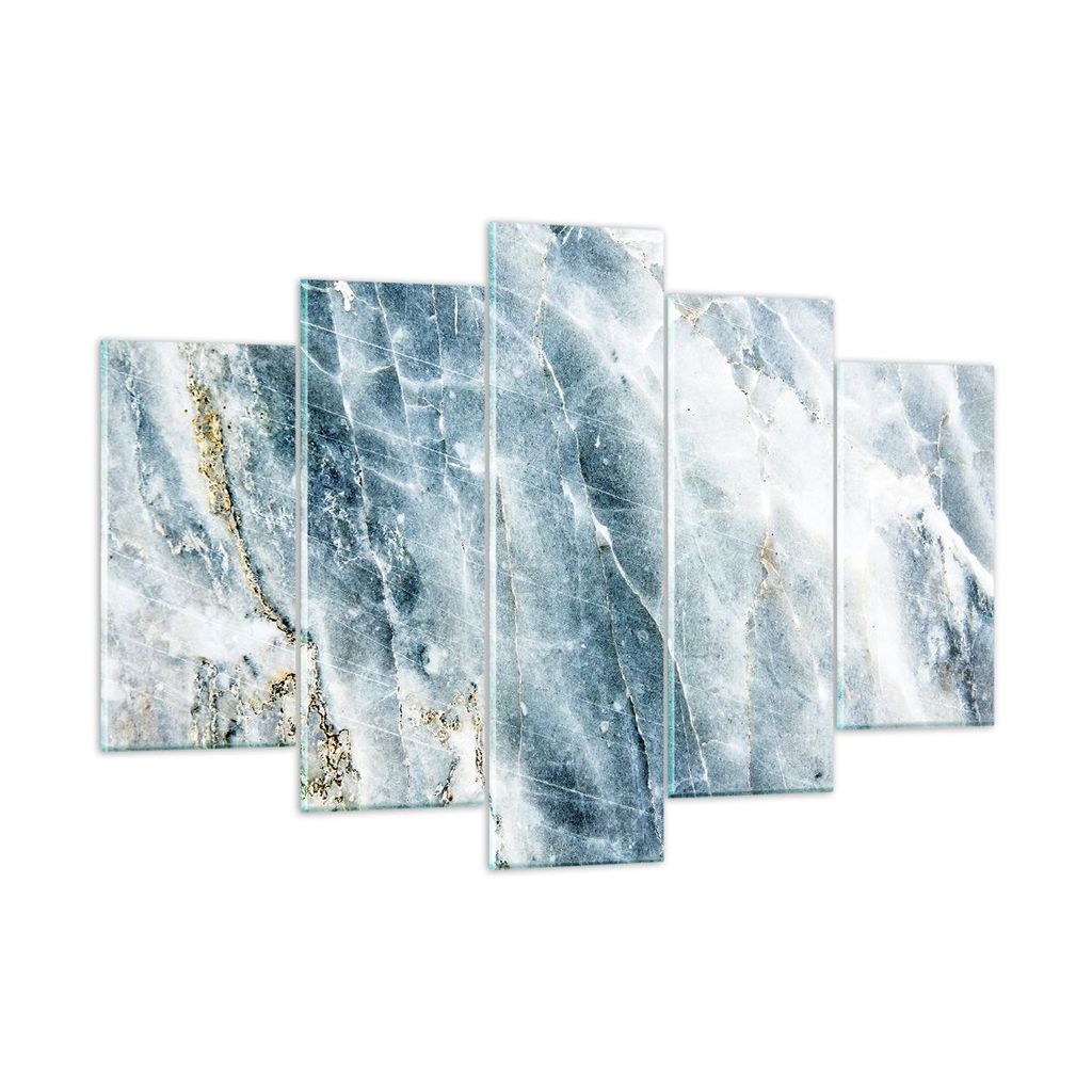 Bilder auf glas - 5 Teile - Nachahmung Stein Marmor - 150x100cm - Glasbilder - Wandbilder - Bilder - zum Aufhängen bereit - Wanddekoration aus Gl...
