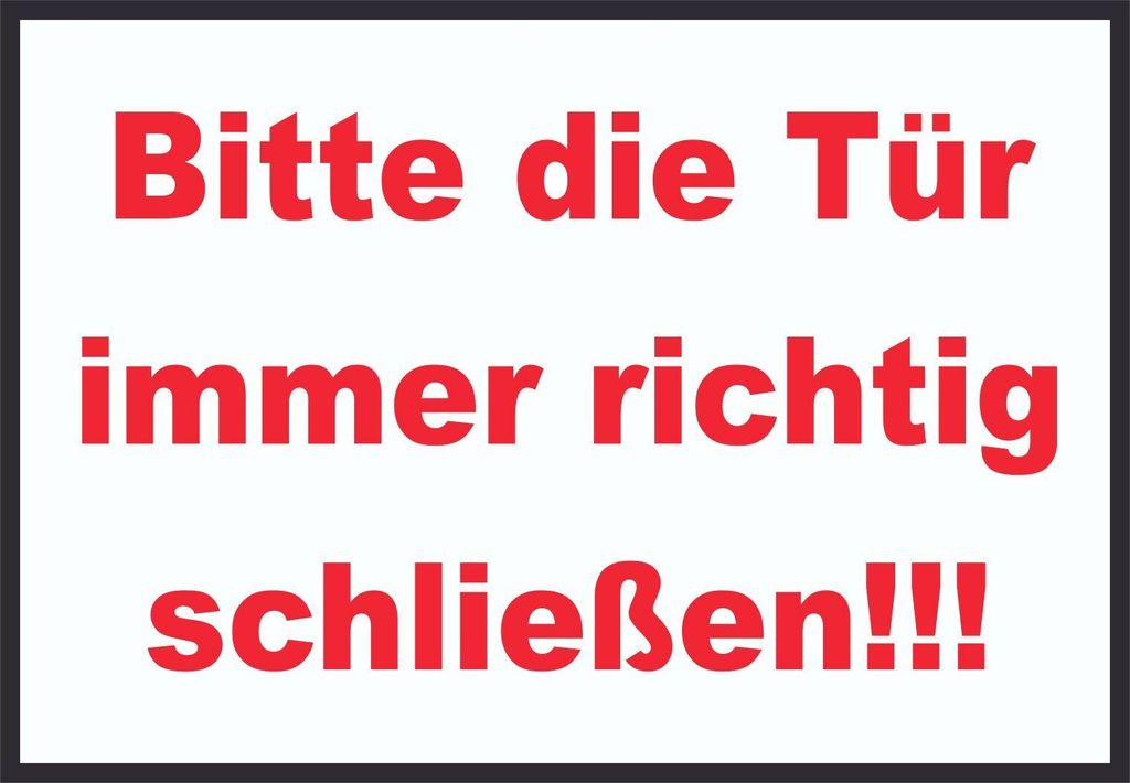 Schild Bitte die Tür immer richtig rot-weiss-schwarz A2 (420x594mm)