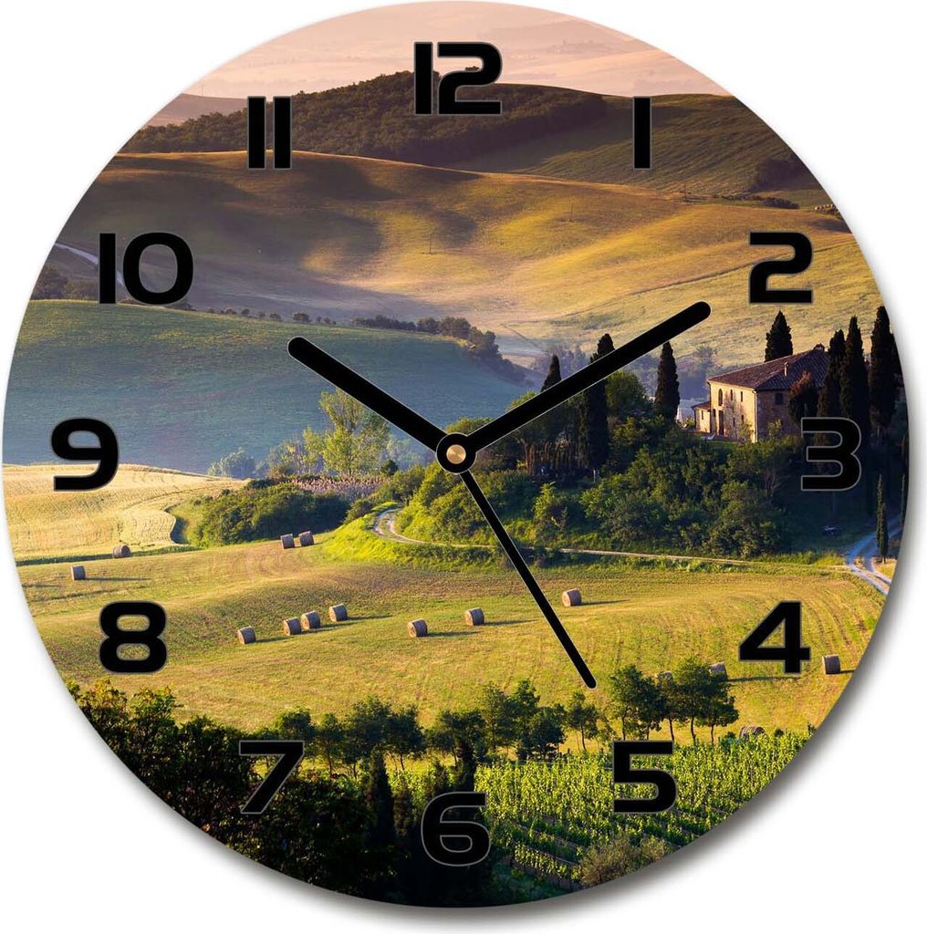 Wanduhr aus Glas 30fi Glasbild Glasuhr Gehärtetes Glas - schwarze-zeiger - Tuscany Italy