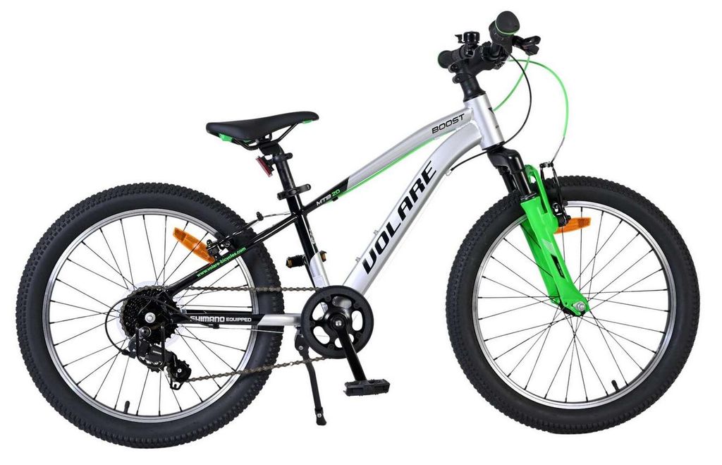 Volare Boost Kinderfahrrad – 20 Zoll – 7 Gänge – Silber/Grün