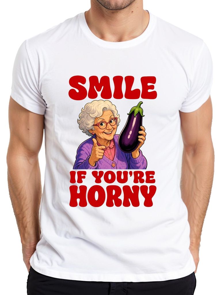 Tričko s potiskem "Smile If You're Horny Oma Aubergine" – Obrázek produktu 