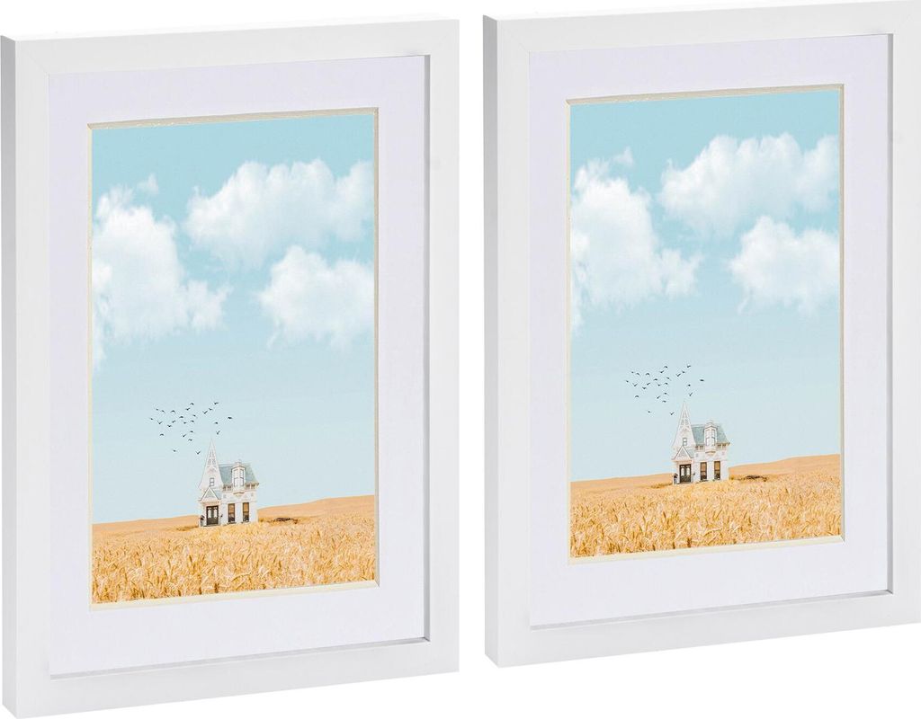 Nicola Spring Bilderrahmen mit A5-Passepartout – A4 (20,3 x 30,5 cm) – Weiß/Weiß – 2er-Pack