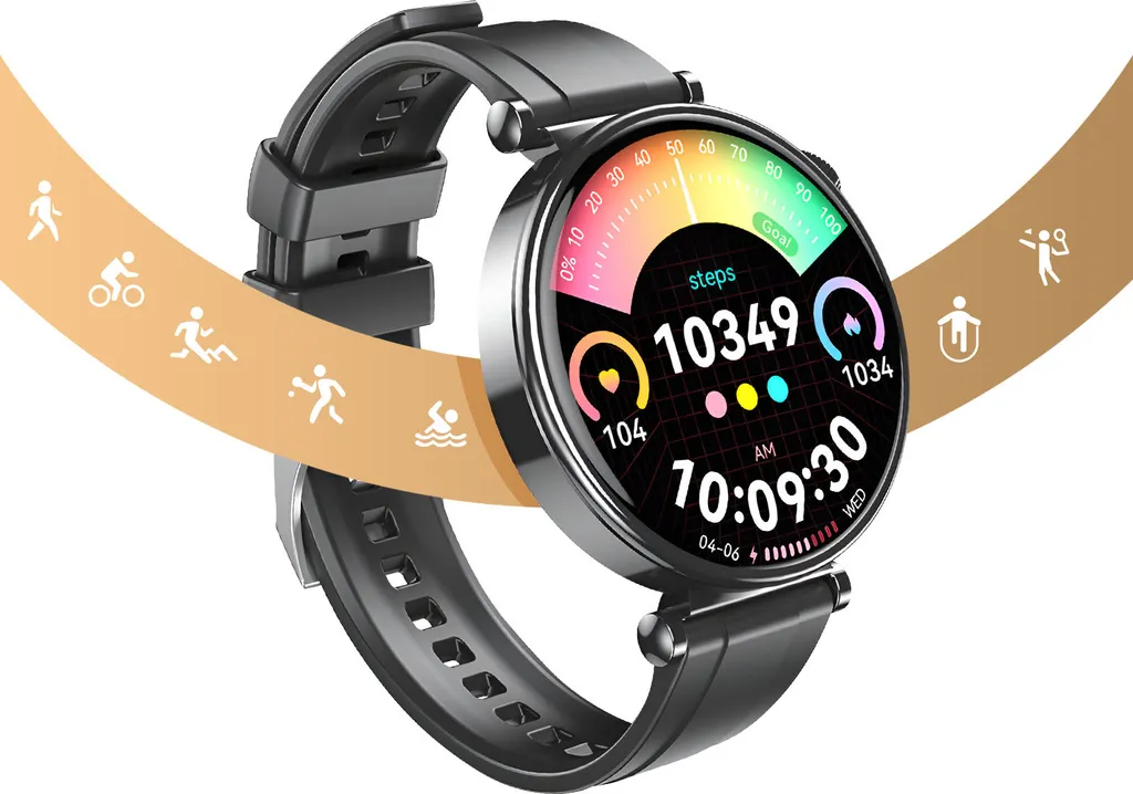 XO Smartwatch GT4 Mini Noir Écran Amoled IP68 avec 22 Langues Intégrées