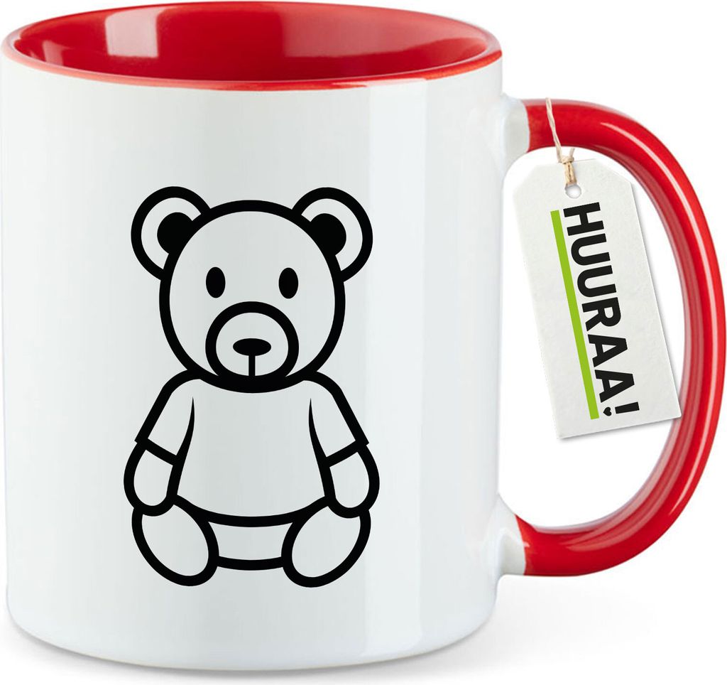 Huuraa Kaffeetasse Teddybär Knuddelbär 330ml Rot Keramik Kaffeebecher Geschenkidee