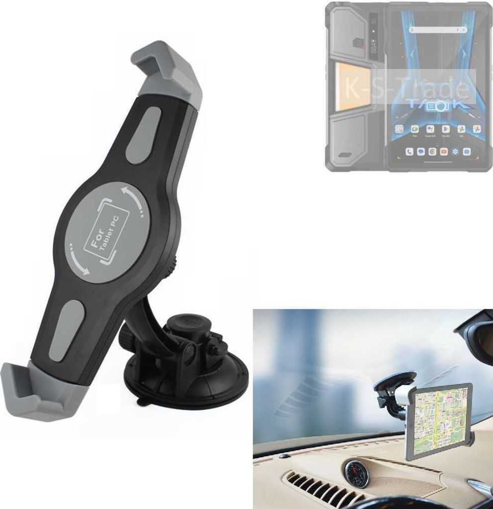 K-S-Trade Scheiben-Halterung für Tablets kompatibel mit Unihertz 8849 Tank Pad KFZ Tablet Saugnapf Auto Halterung Windschutzscheibe Holder Halter