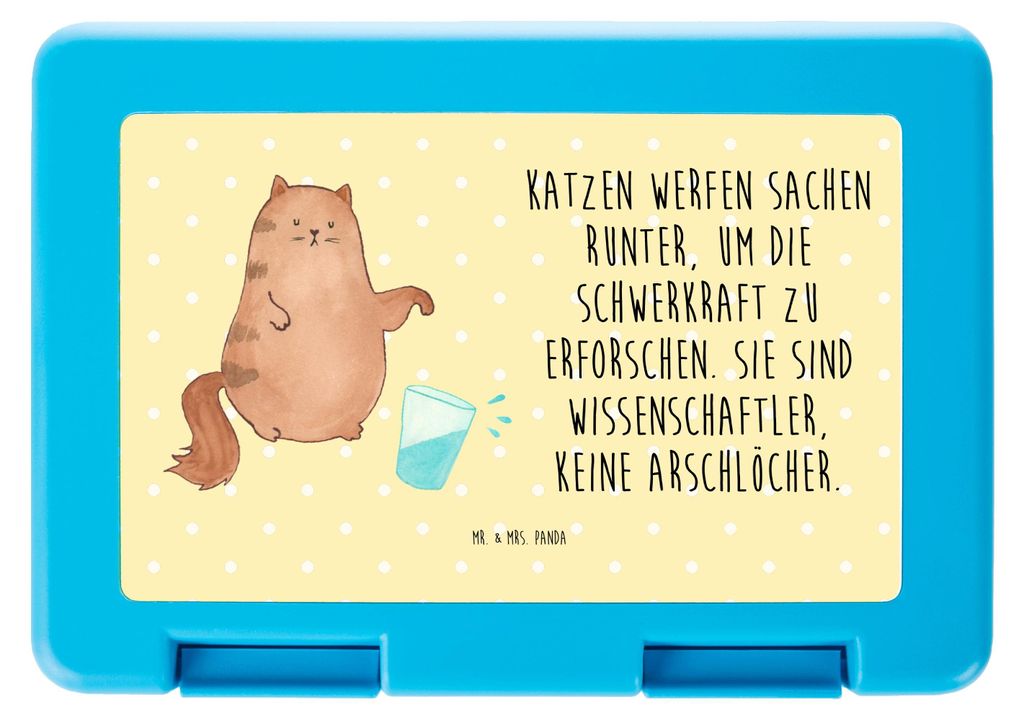 Mr. & Mrs. Panda Snackbox Katze Wasserglas - Gelb Pastell - Geschenk, Katzen, Cats, Cat, Neugierig, Bento Box, Vorratsdose, Bentobox, Miau, Essensb...