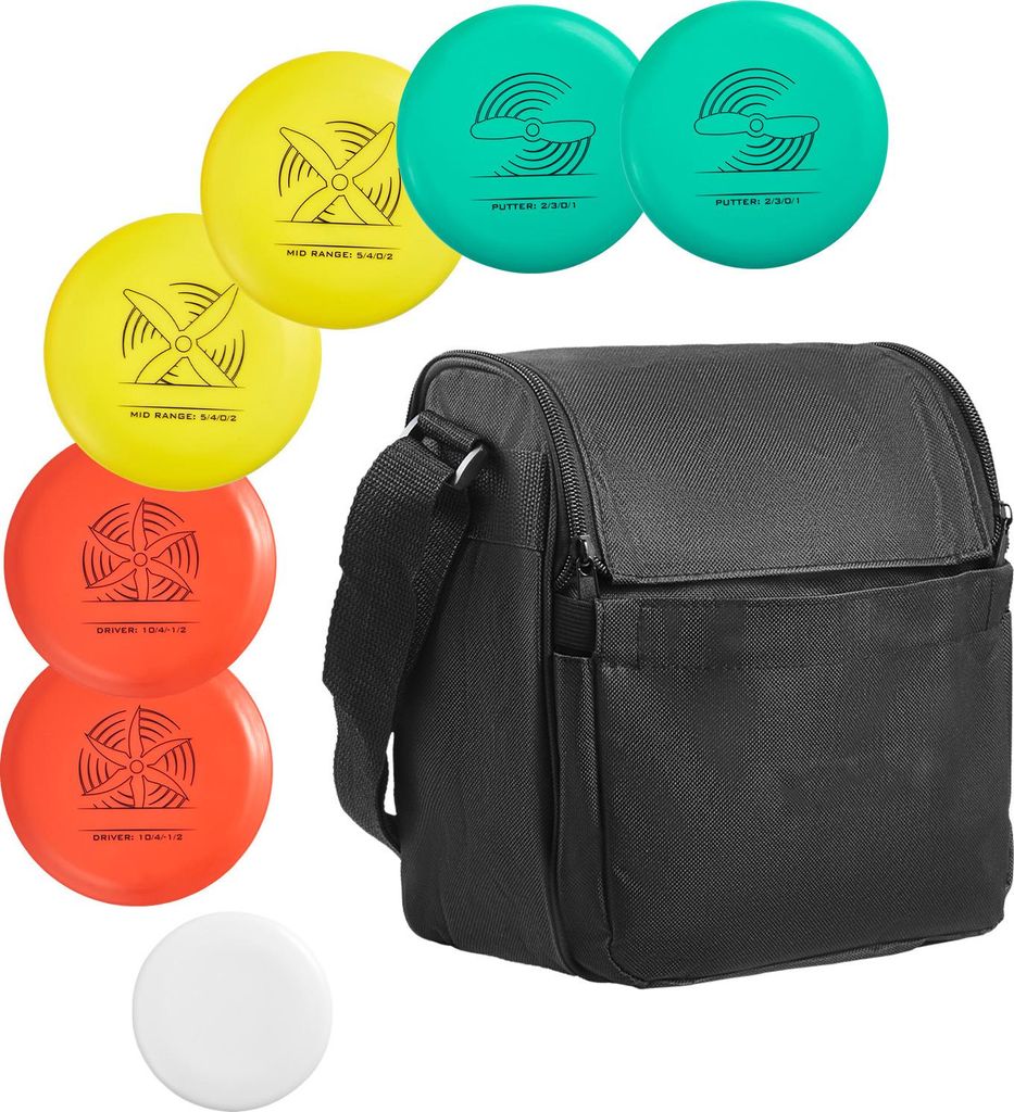 SucceBuy Disc-Golf-Set mit 6+1 Scheiben für Einsteiger, inklusive Putter, Mid-Range, Driver, Mini-Marker und tragbarem Rucksack – ideal für Gar...