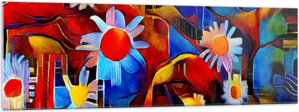 Bilder auf glas - Blume Abstraktion - 160x50cm - Glasbilder - Wandbilder - Kunstdruck - zum Aufhängen bereit - Wanddekoration aus Glas - Glas Bild...