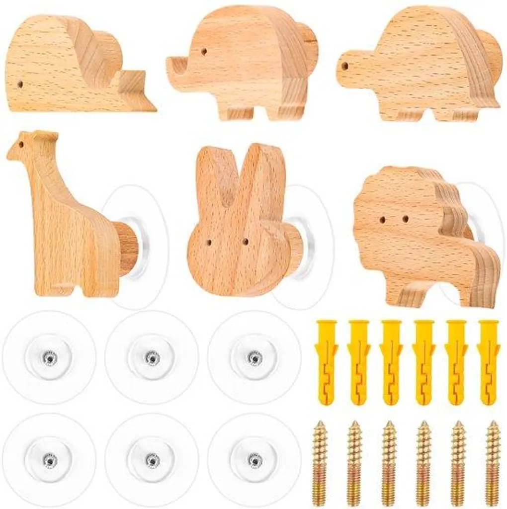 Lot de 6 crochets muraux bois pour ranger sans trouer la chambre enfant