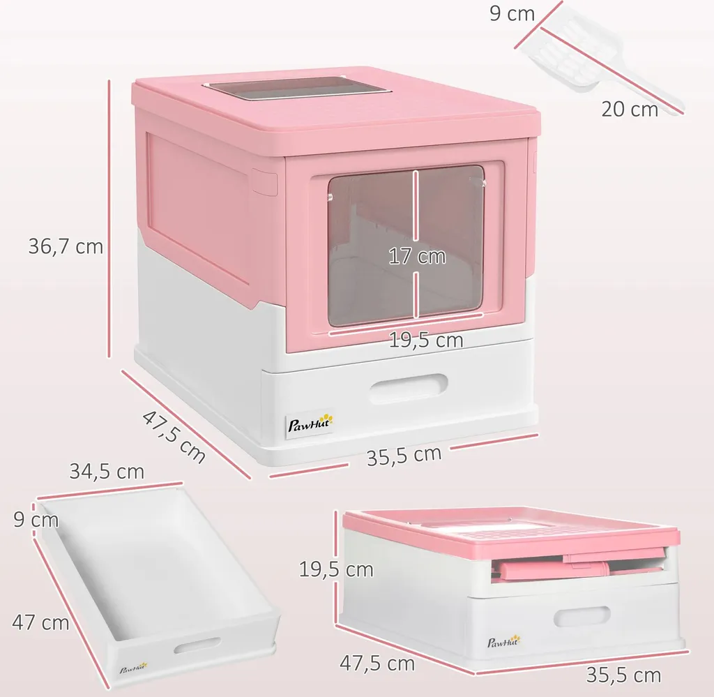 Litière pour chat avec couvercle amovible et sortie sur le dessus - Rose