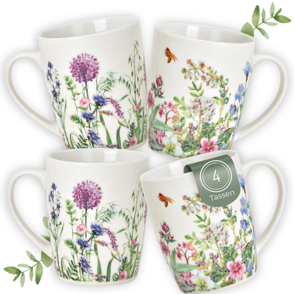 Kaffeetassen 4er Set Wiesen-Blumen Frühling Sommer 8 cm, Produktbild 