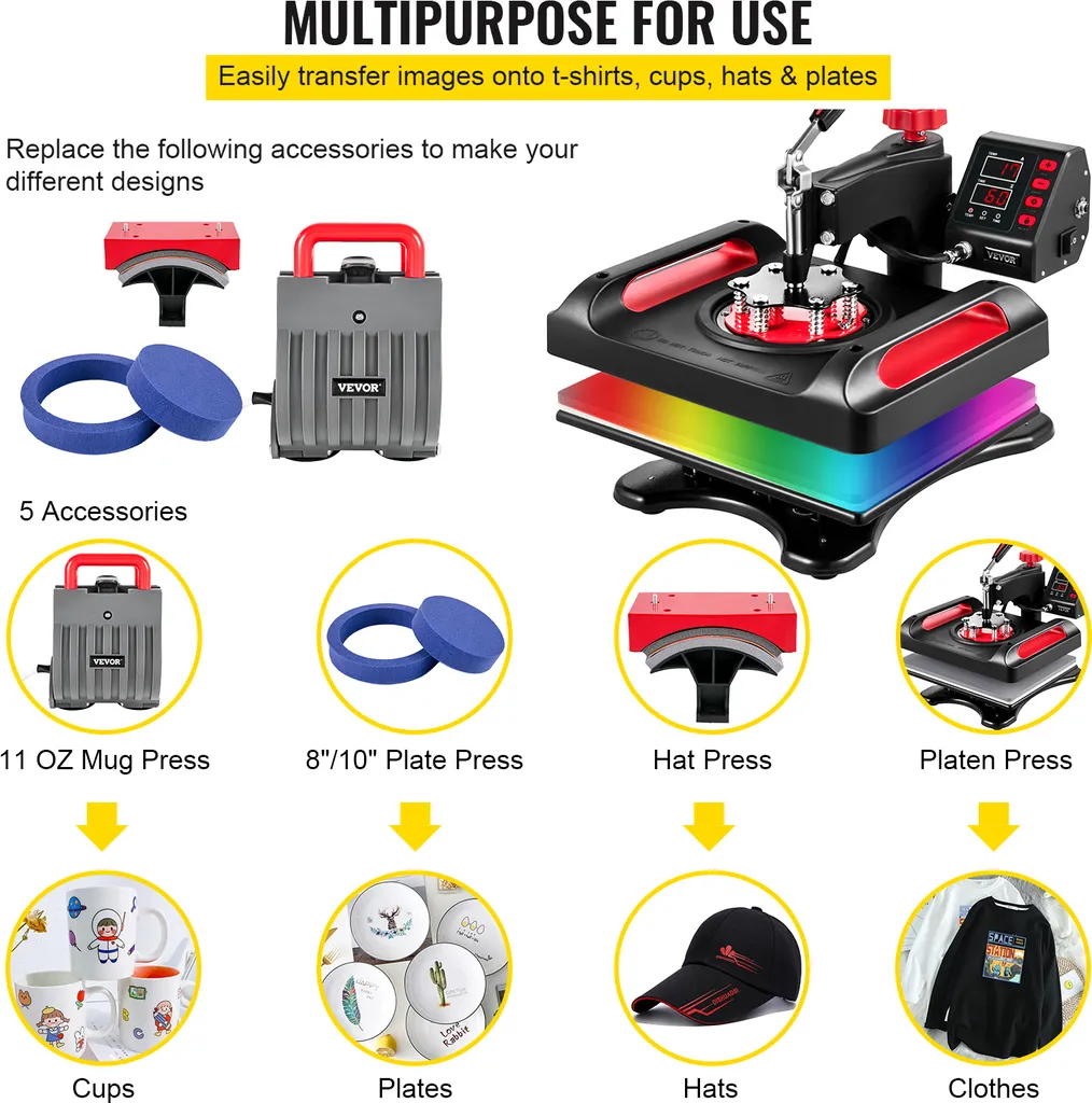 Machine à imprimer textile multifonction 5 en 1 rouge pour sublimation