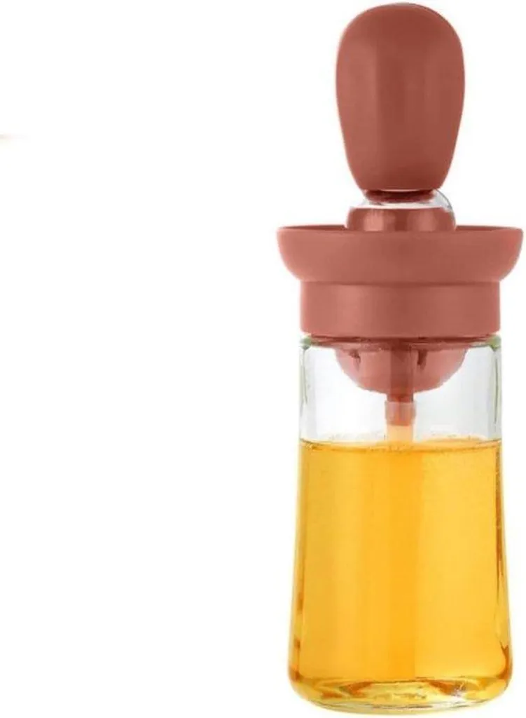 Distributeur d'huile avec brosse barbecue 2-en-1 marron de 180 ml