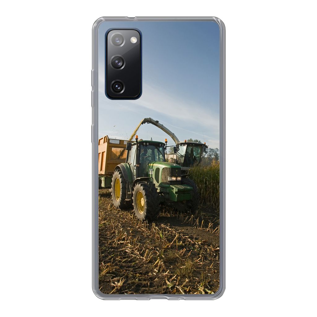 MuchoWow Handyhülle Schutzhülle Hülle für Samsung Galaxy S20 FE Traktor - Anhänger - Mais - Grün - Landleben Silikon Softcase Handy Hülle ...