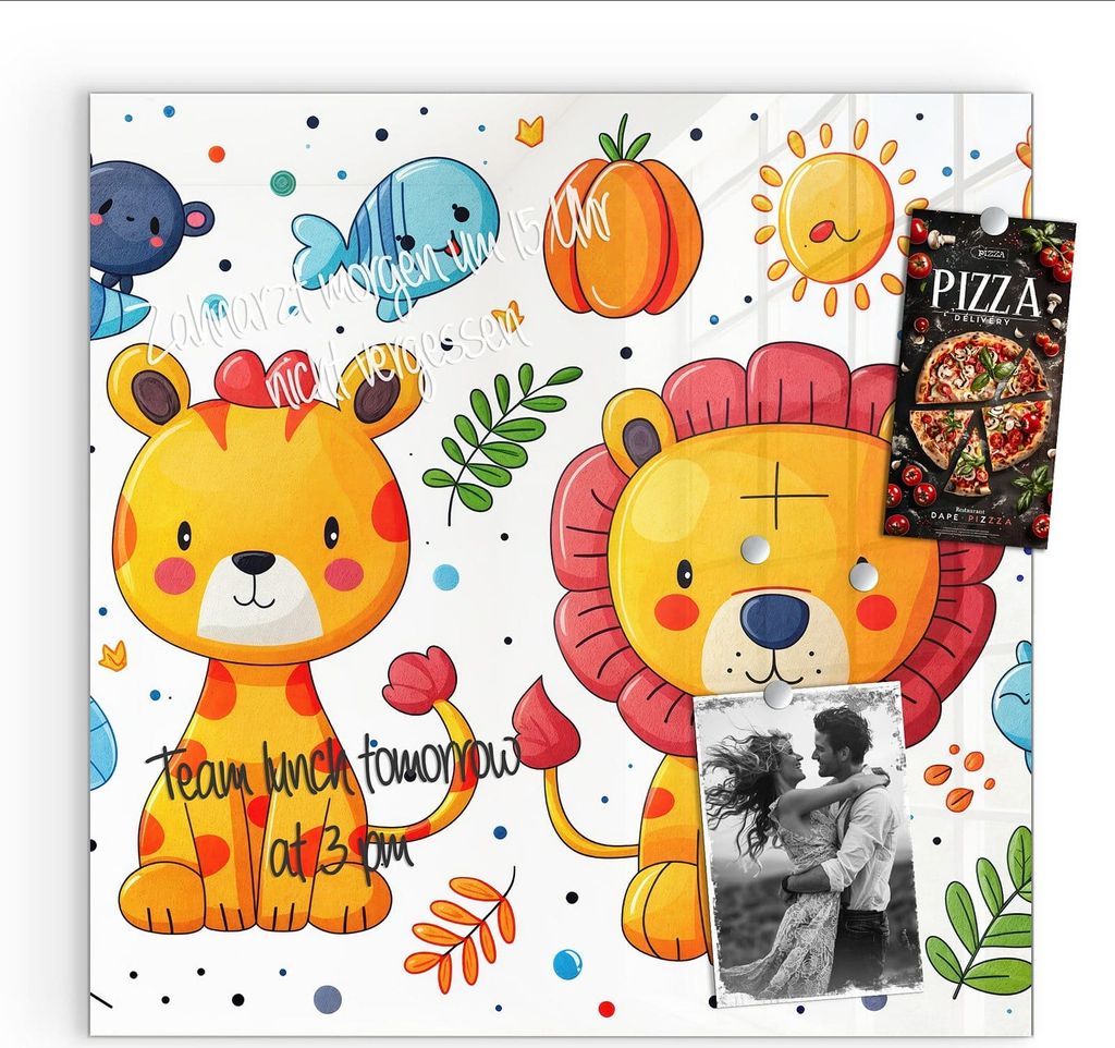 Magnettafel 50x50cm Pinnwand Whiteboard beschreibbar - Tierisches Design