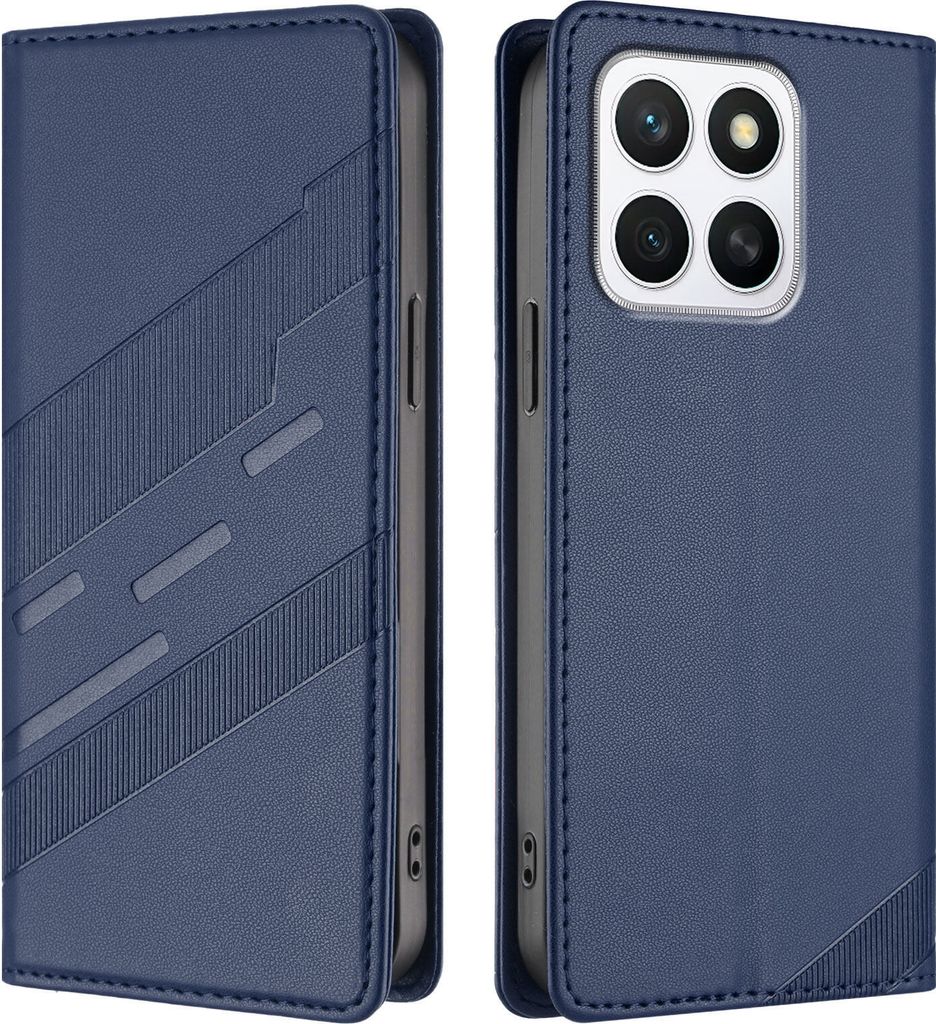 Hülle für Honor X8C, Kunstleder Brieftaschen Handyhülle mit Kartenfach und Standfunktion Blau
