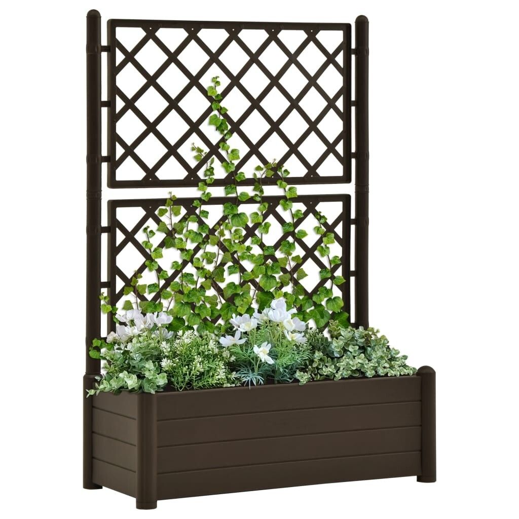 Bac à plantes avec treillis 100x43x142 cm PP Moka Image du produit 