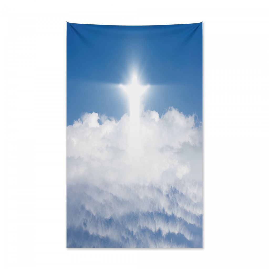 Abakuhaus Blau und weiß Wandteppich und Tagesdecke, Paradies Himmel aus Weiches Mikrofaser Stoff Kein Verblassen Klare Farben Waschbar, 140 x 230 ...