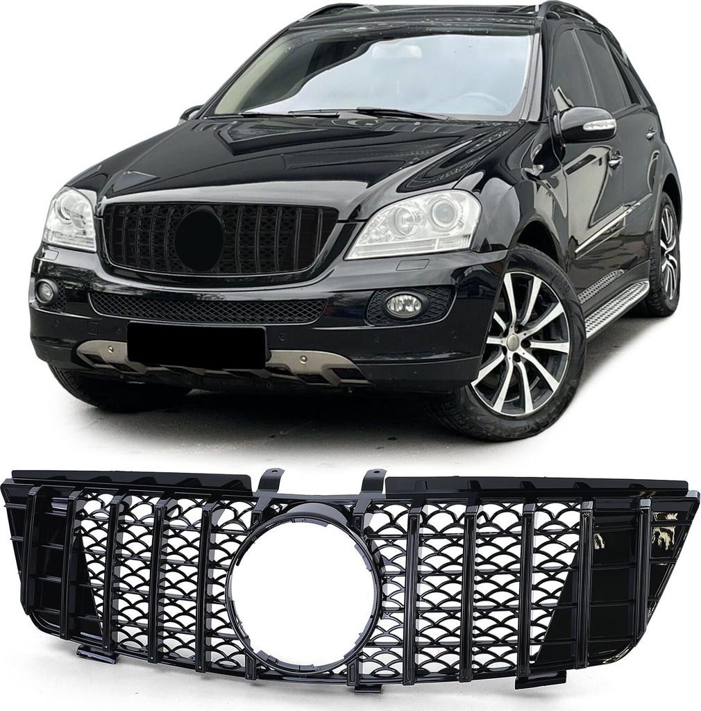 Sport Kühlergrill Frontgrill Schwarz Glanz für Mercedes M Produktbild 