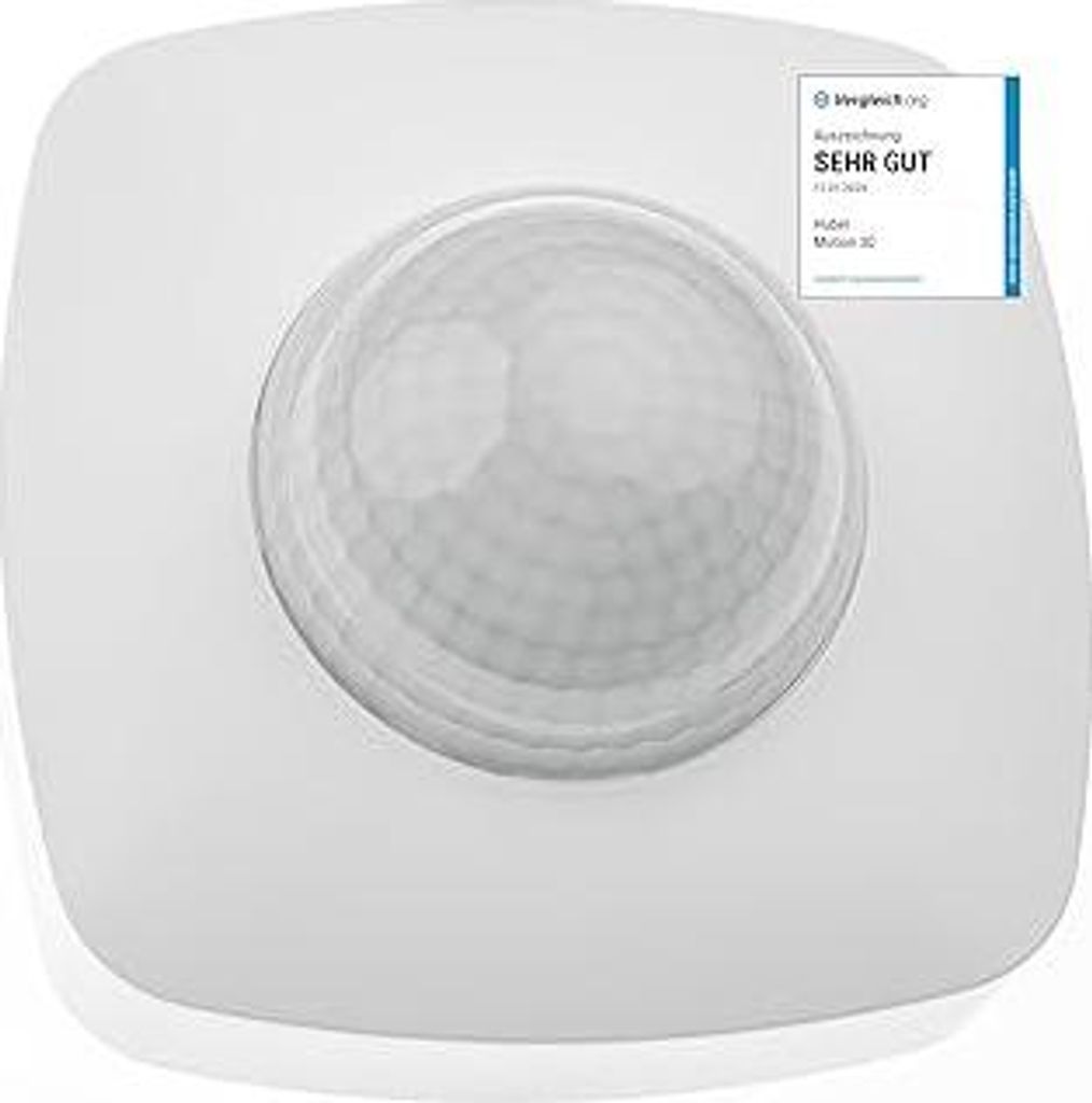 HUBER Motion 30 Präsenzmelder 360° für Innenbereich, Bewegungsmelder Deckenmontage mit 3 Sensoren und Matrixlinsen, IP20 I 230V, LED geeignet, 3...