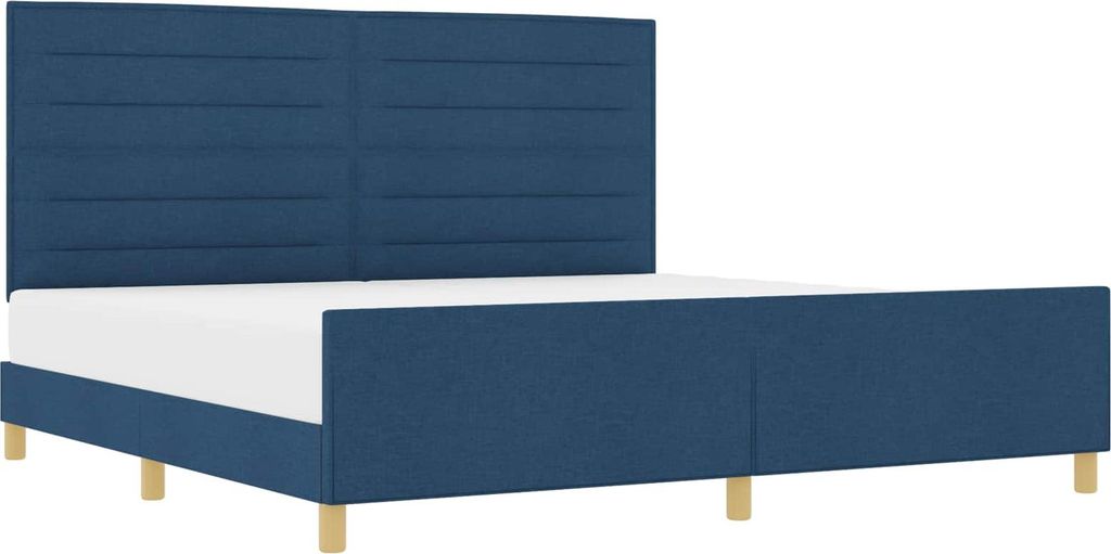 vidaXL Bettgestell mit Kopfteil Blau 200 x 200 cm Stoff
