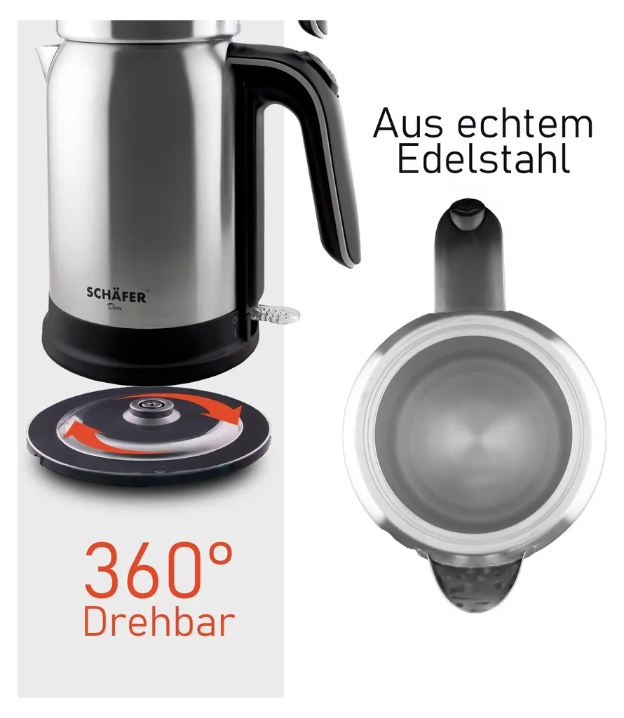 Bouilloire inox 1,7 litre avec théière 1L 2200W Argent double usage - 3