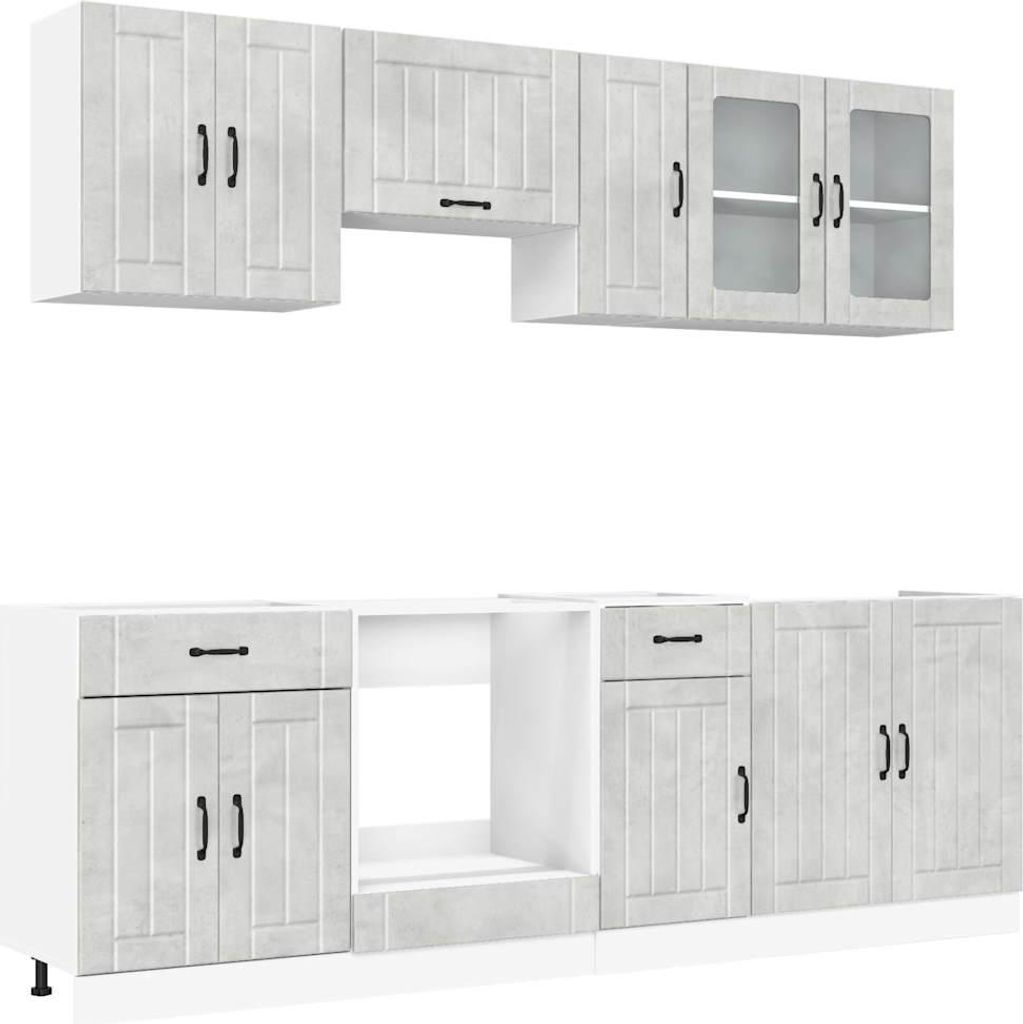 vidaXL 8-tlg. Küchenschrank-Set Lucca Betongrau Holzwerkstoff
