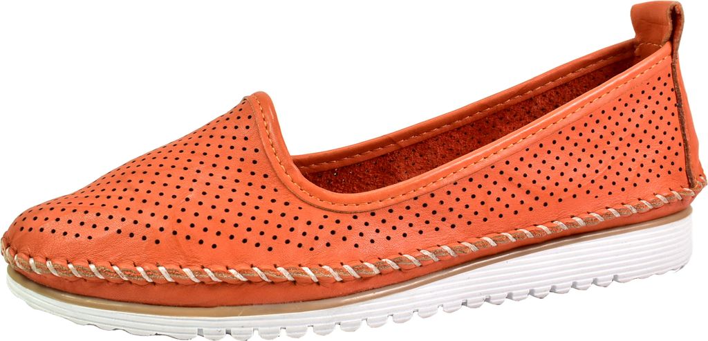 Andrea Conti Damen Slipper Leder klassisch mit luftigen Perforierungen 0021714, Größe:41 EU, Farbe:Orange