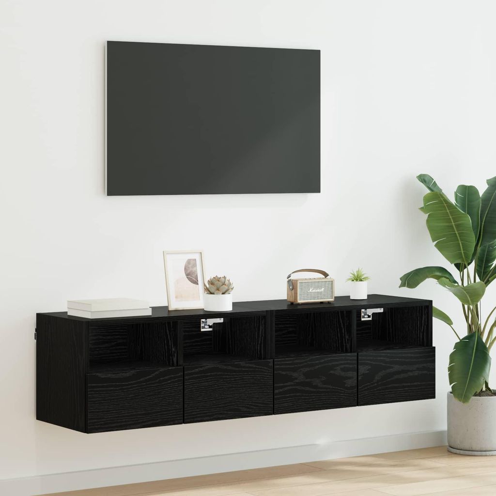 Maison Exclusive - TV-Wandregale 2 pcs Schwarz Eichen-Optik 60 x 30 x 30 cm