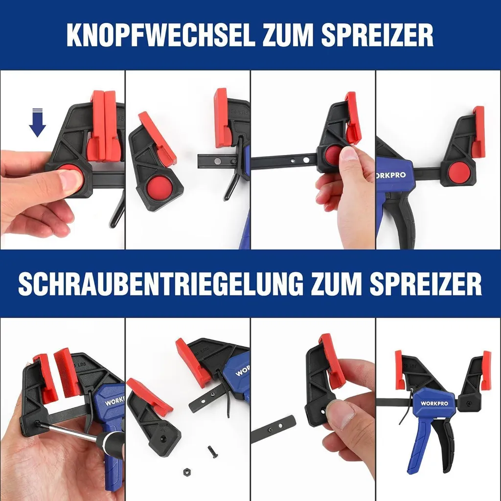 Serre-Joint à Vis et Serrage Rapide WORKPRO Pack de 4 Pièces Multitaille - 4