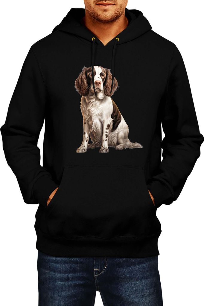 Herren Kapuzenpullover Dogs Breeds English Springer Spaniel Dog Breed 006, Man S / Schwarz