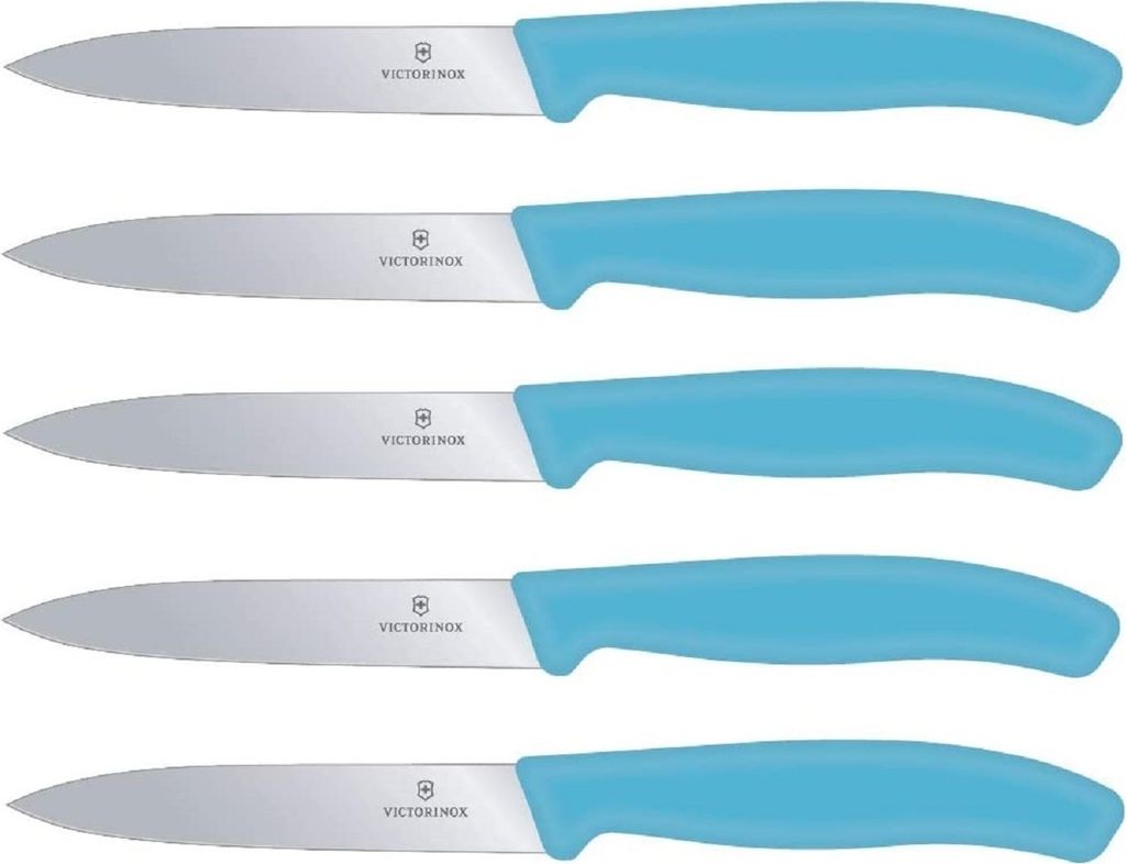 Victorinox | Swiss Classic Gemüsemesser Set | 5-teilig | karibikblau | ideal für Tomaten & Gemüse | langlebige Schärfe | ergonomische Griffe