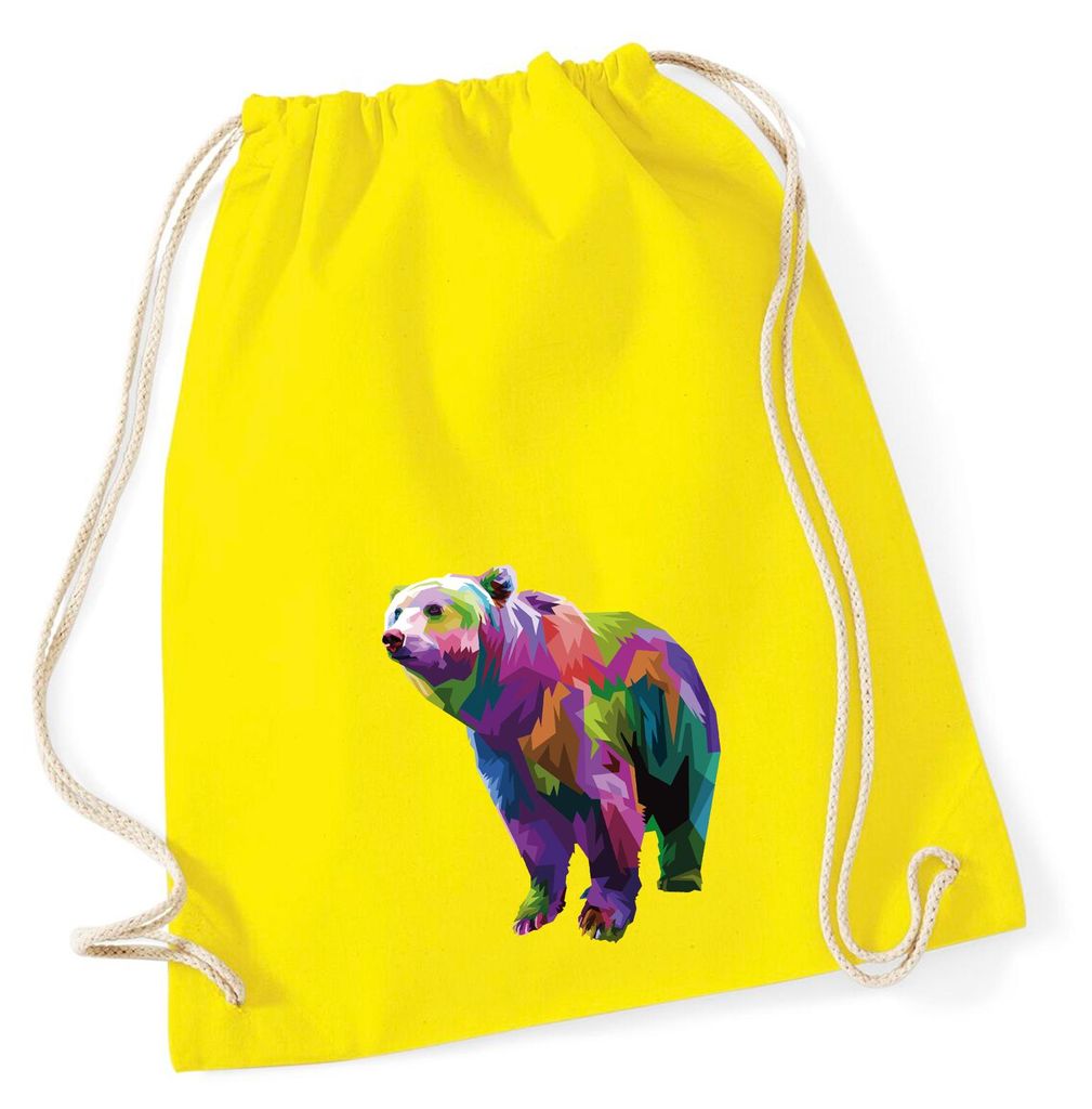 Huuraa Turnbeutel Bär Colorful 12 Liter Yellow Baumwolle Rucksack Geschenkidee