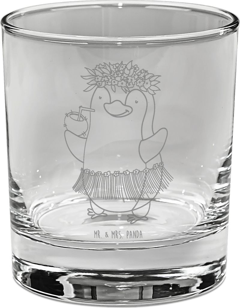Mr. & Mrs. Panda Tumbler Pinguin Kokosnuss - Transparent - Geschenk, Longdrinkglas, Tanzen, Glas für Gin, Erholt, gravur, Urlaub, Aloha, Hawaii, F...