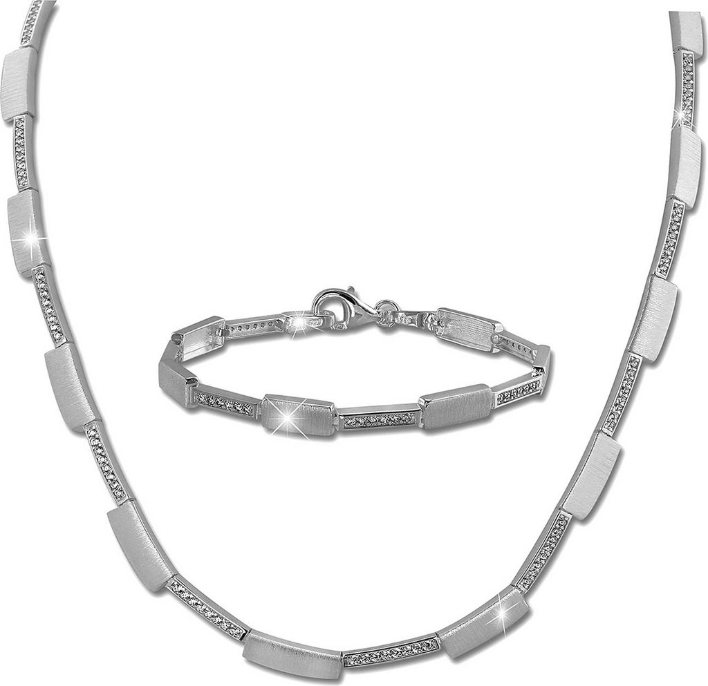 SilberDream Zirkonia Schmuck-Set Collier Armband 925er Silber Damen SDS454W