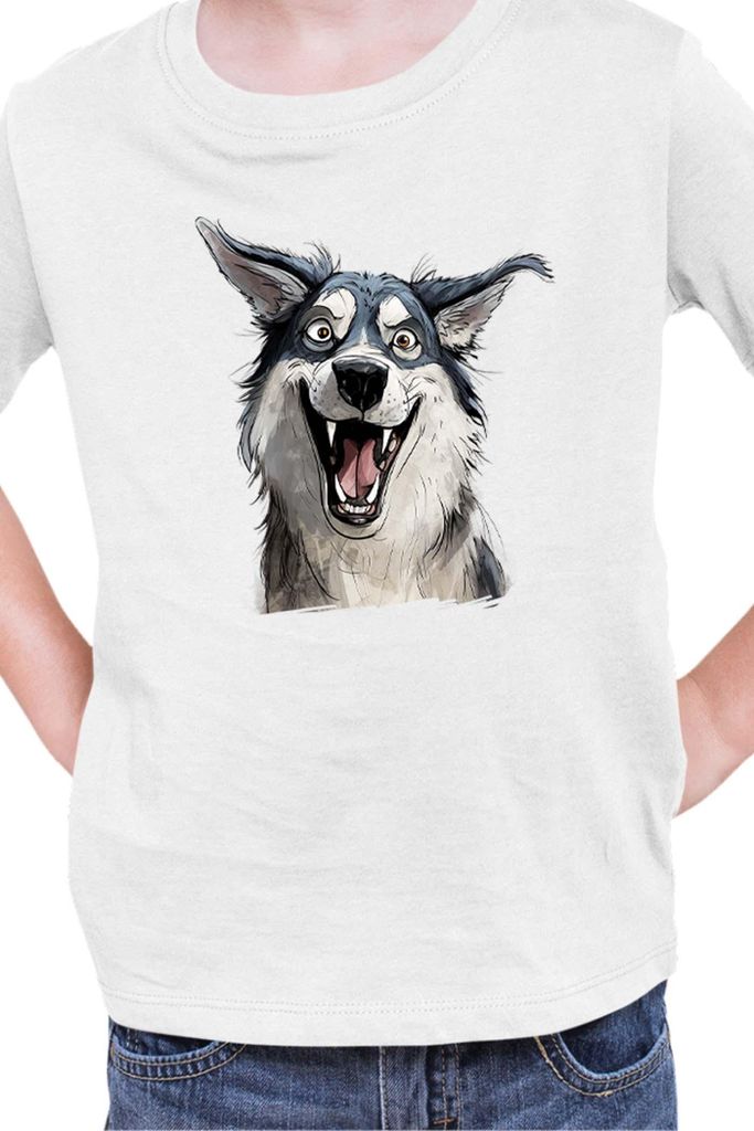 Kinder T-Shirt Funny Dogs Breeds Siberian Husky Dog Breed, 5-6 Jahr - 116 / Weiß