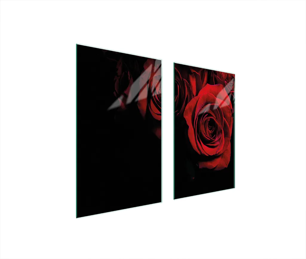 Prezzo Shock! Copri Fornelli 75x52 Rose Red Vetro Temperato 2pz