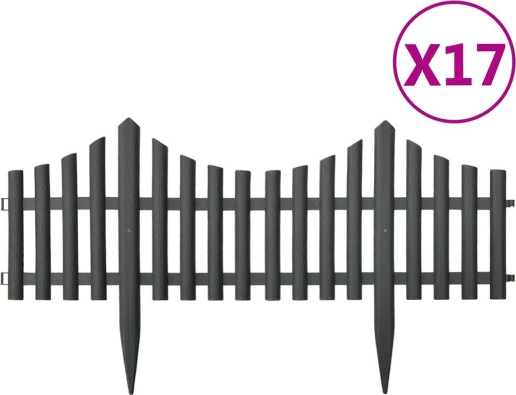 vidaXL Bordure de pelouse 17 pcs. Anthracite 10 m PP Image du produit 