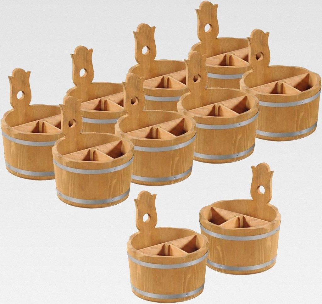 10er SET KESPER 69295 Aufbewahrungsbox/Besteckbehälter Ø 17 cm, H: 20 cm, Kiefernholz