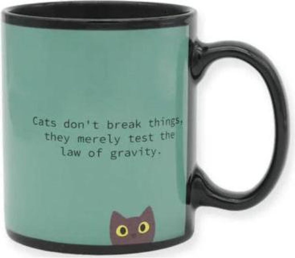 Thermosensitive Tasse mit frechem Katzenmotiv