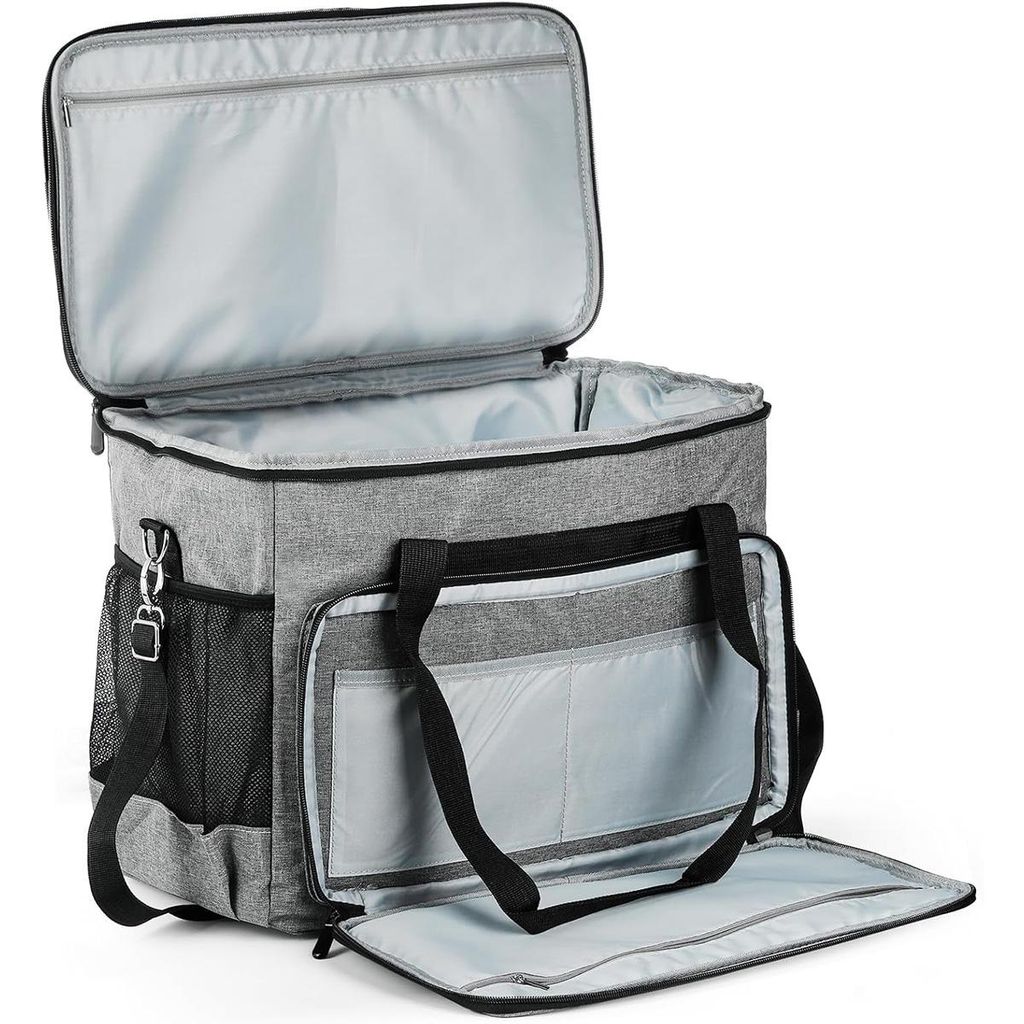 Oxford Stoff Nähmaschinen Tasche, tragbare Aufbewahrungstasche, gepolstert, 42x26x33 cm, grau, robust & vielseitig