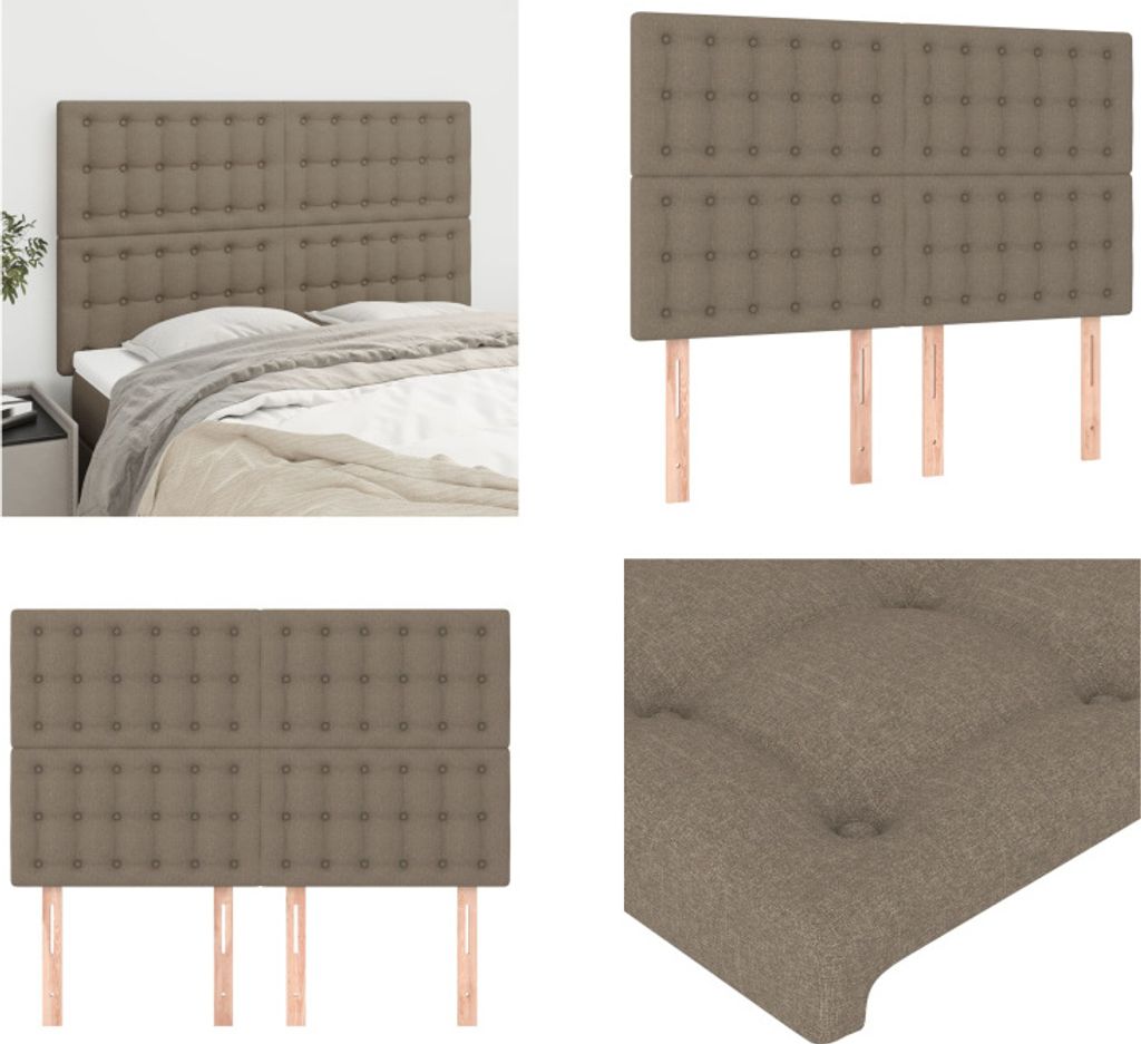 vidaXL Kopfteile 4 Stk. Taupe 72x5x78/88 cm Stoff - Kopfteil - Kopfteile - Bett-Kopfteil - Bettkopfteil