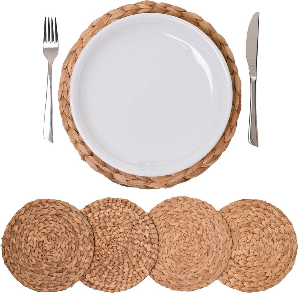 VIVANNO Tischset Wasserhyazinthe ILANA Rund, Natur geflochten - 30x1 cm