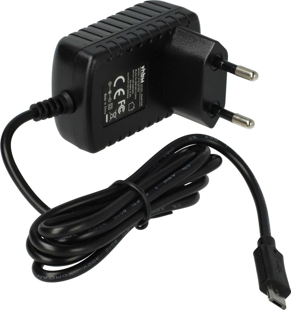 vhbw Micro-USB Ladegerät 1,0 A / 5V kompatibel mit Motorola Zine ZN5 Smartphone, Tablet, MP3-Player, usw. Schwarz