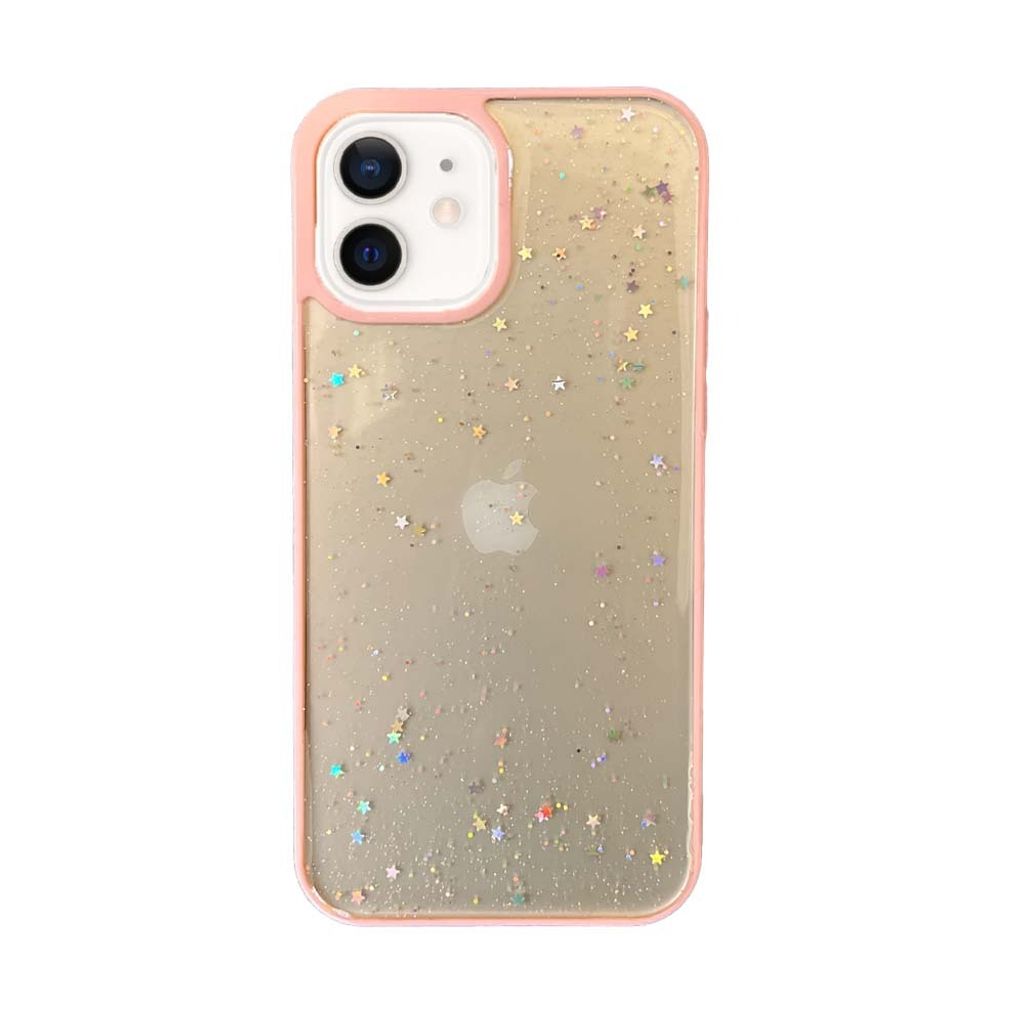 Smartphonica iPhone 12 Mini TPU Hülle transparent mit Glitter - Pink